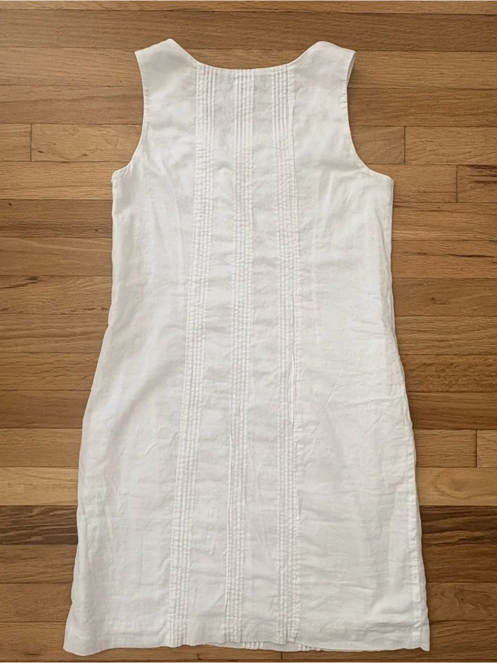 Lands' End White Pintuck Dress 100% Cotton Size 8 Pockets - Picture 7 of 8
